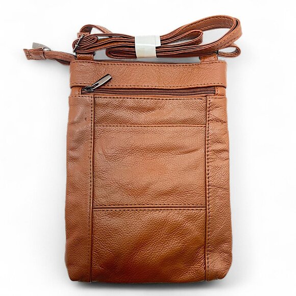 Maze Exclusive Leather Crossbody handbag Purse Brown Bag  9" x 7" - Picture 2 of 5